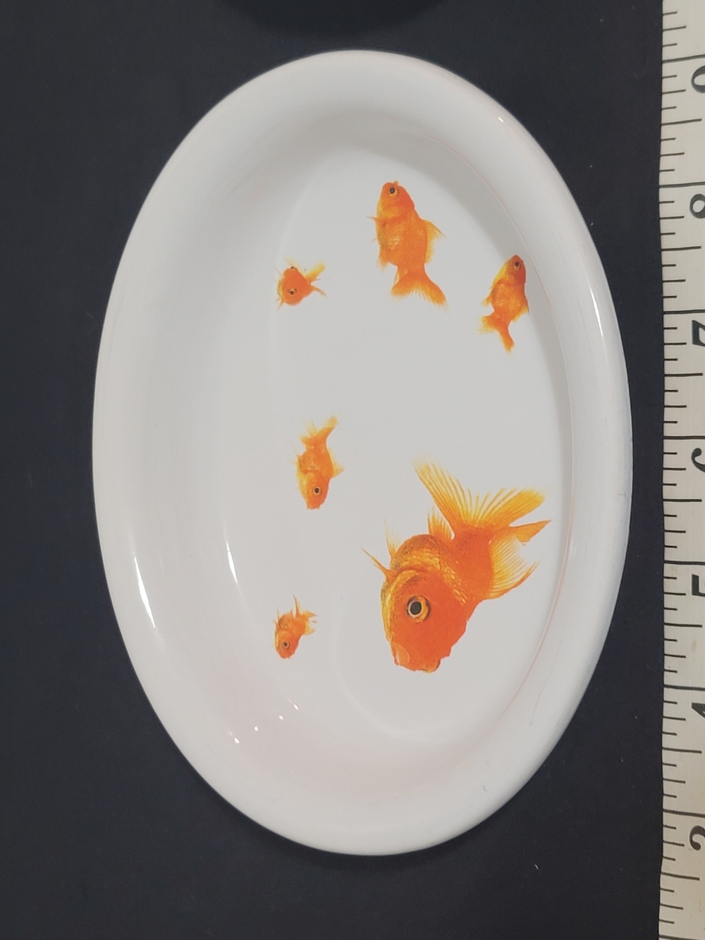 Gibson White Oval Serving Platter with Orange Goldfish Motif